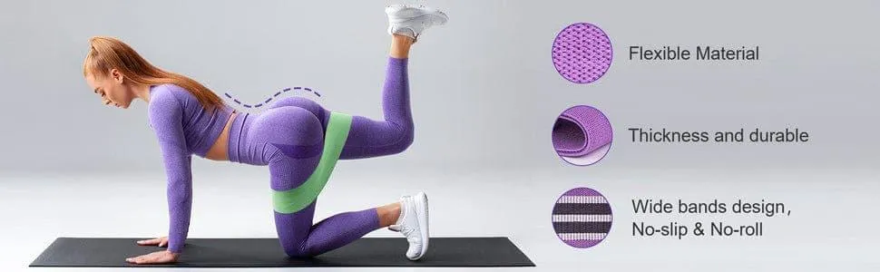 105lb Long Resistance Loop Band Set Unisex Fitness Yoga Elastic Bands Hip Circle Thigh Squat Band Workout Gym Equipment for Home