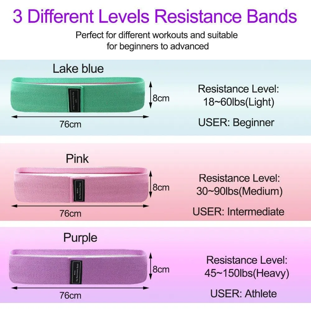 105lb Long Resistance Loop Band Set Unisex Fitness Yoga Elastic Bands Hip Circle Thigh Squat Band Workout Gym Equipment for Home