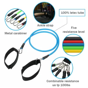 11Pcs Yoga Pilates Resistance Bands Set for Abs Exercise and Fitness Tube Workout Bands Gym Training