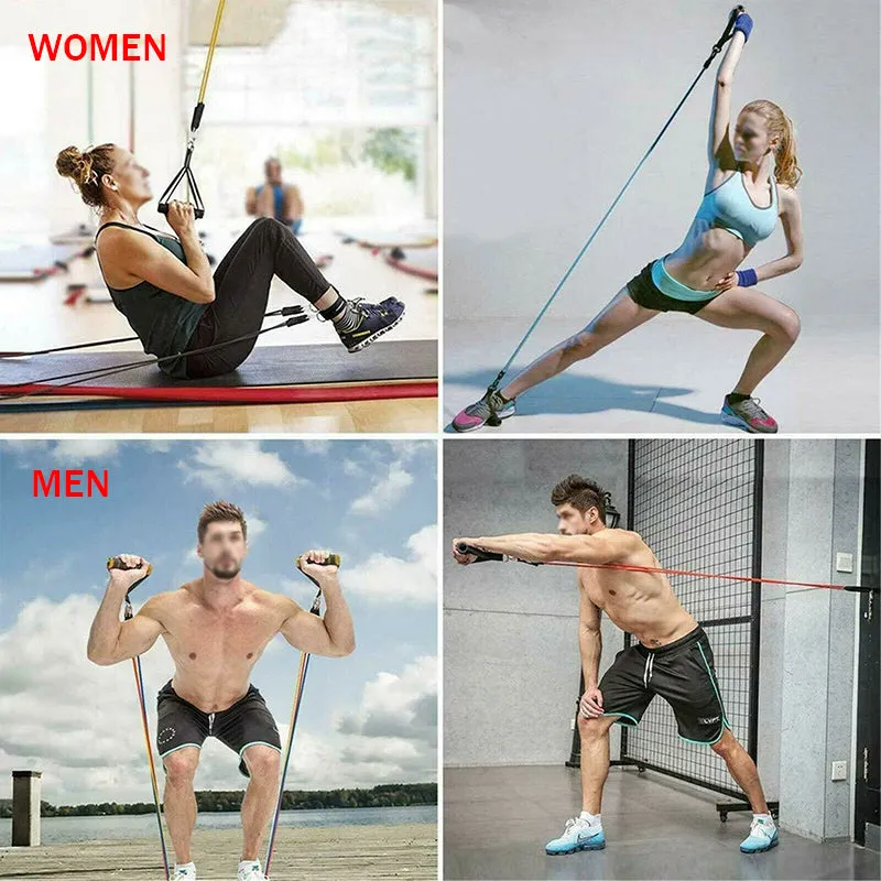 11Pcs Yoga Pilates Resistance Bands Set for Abs Exercise and Fitness Tube Workout Bands Gym Training