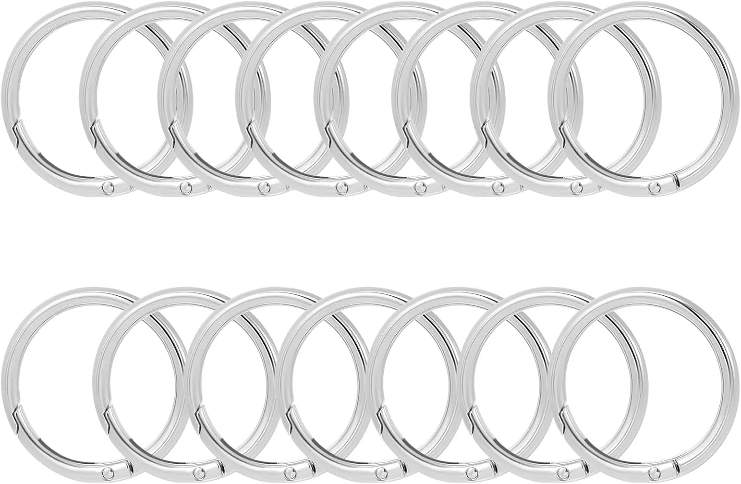 15 PCS Circle Clips Rings 1.57 Inches O Ring Keychain Round Carabiner Clip Trigger Spring O Rings Round Buckles for Keychains Loose Leaf Binder Ring for Keyrings Buckle Bags Purses (Silver)