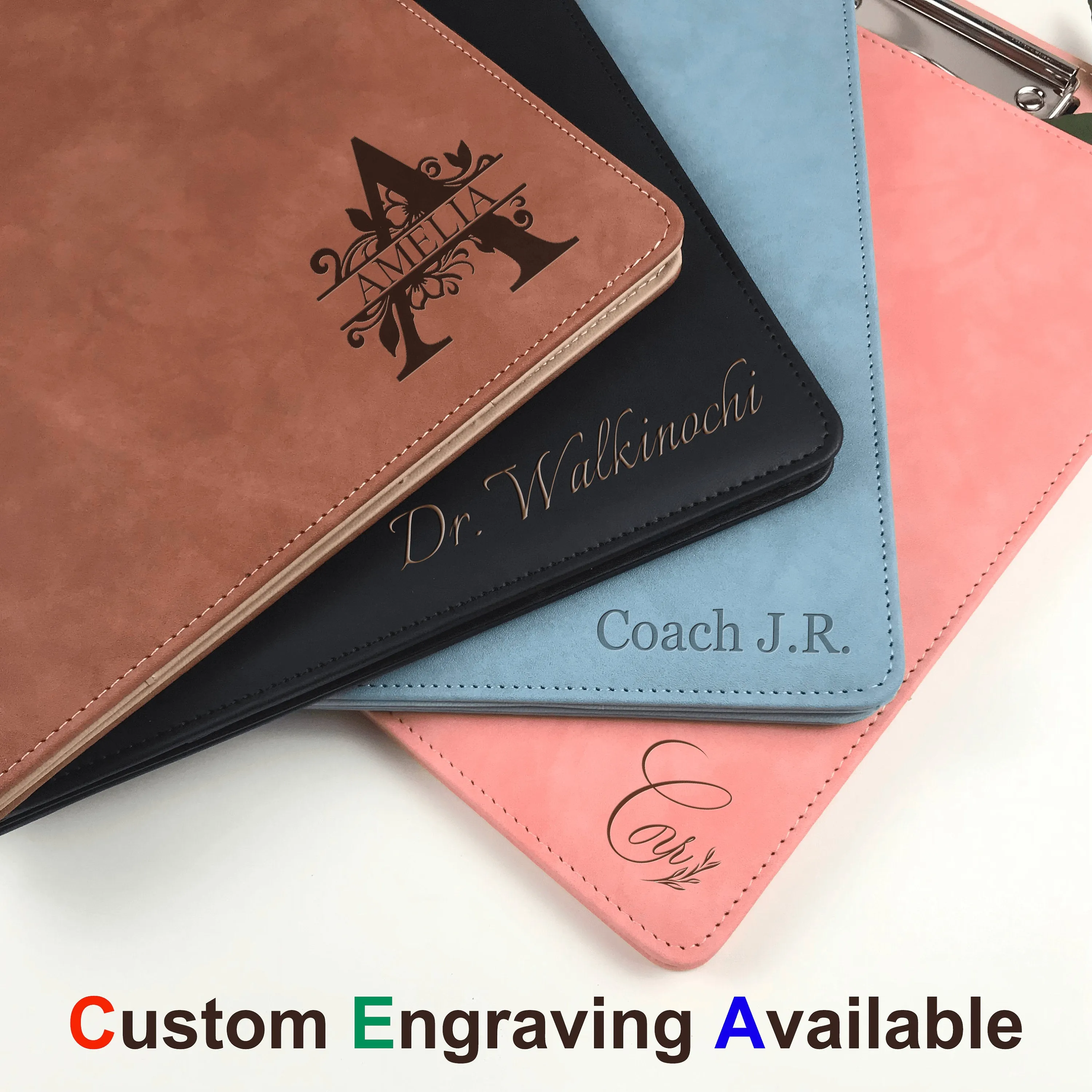 15 pcs Custom Leather Portfolio, Vegan Leather Clipboard with Personalised Engraving, Fits for A4/ Legal paper, Document Holder, School/Office Gift