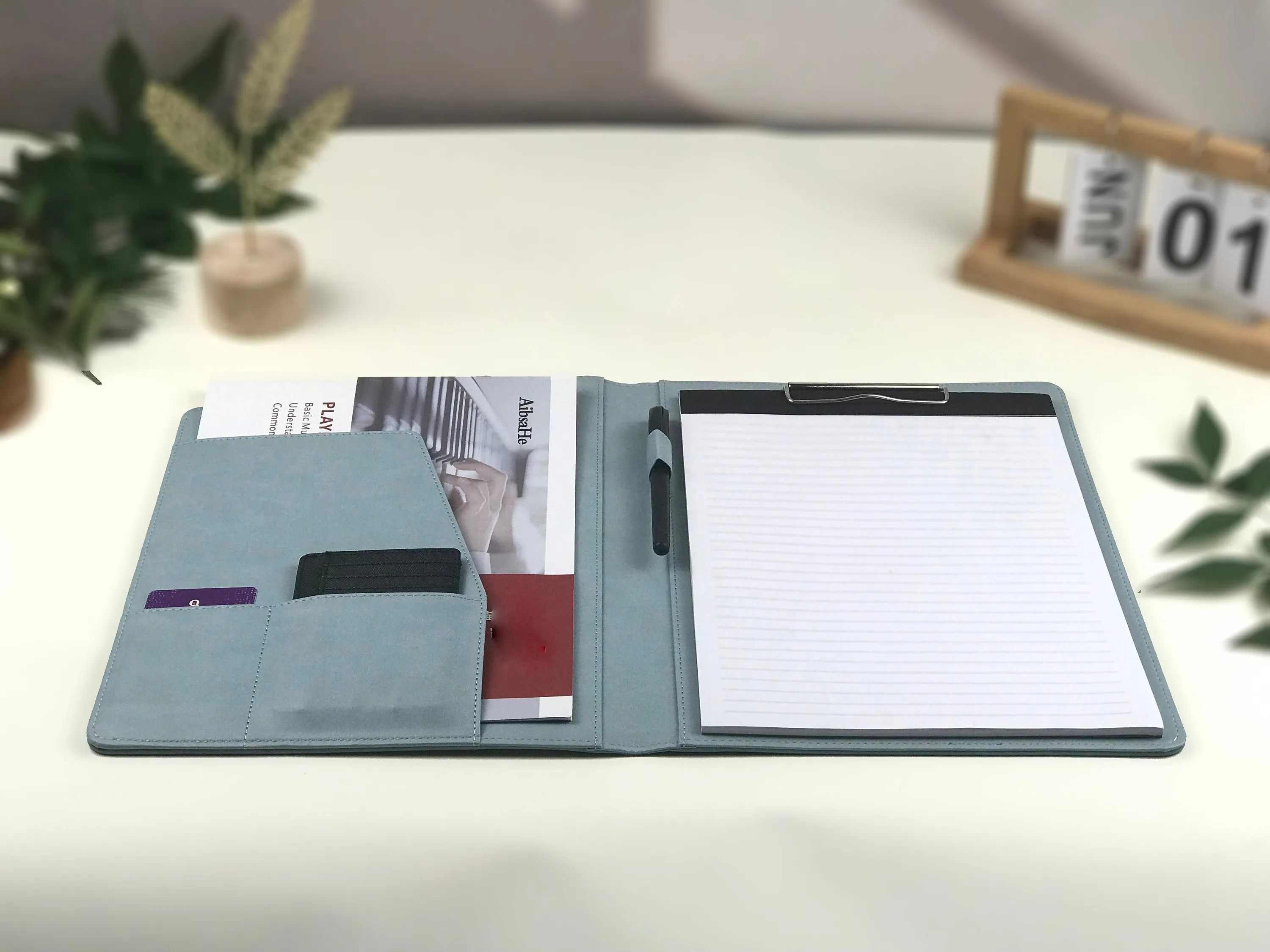 15 pcs Custom Leather Portfolio, Vegan Leather Clipboard with Personalised Engraving, Fits for A4/ Legal paper, Document Holder, School/Office Gift