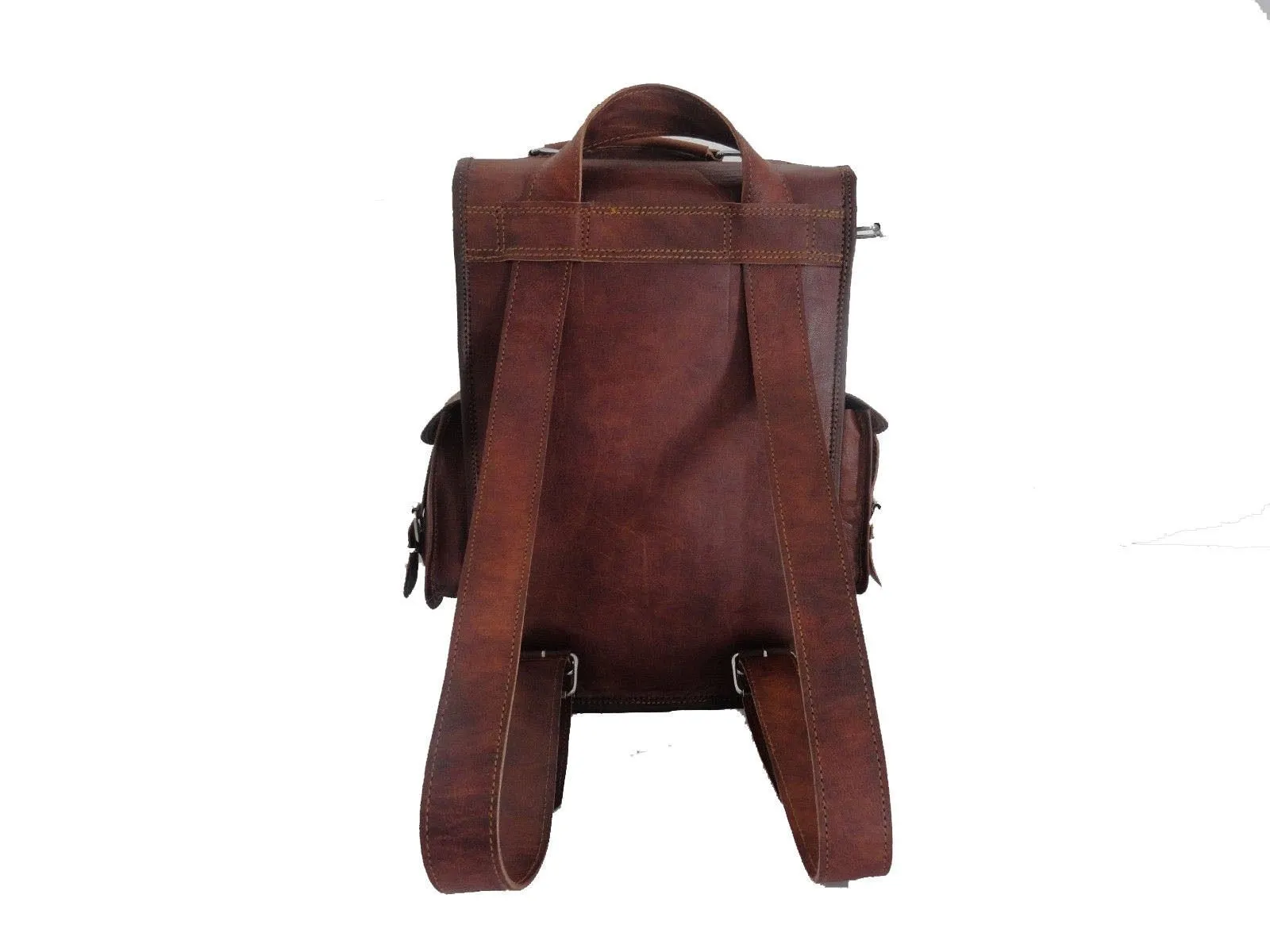 15" Vintage Leather Backpack Laptop Messenger Bag