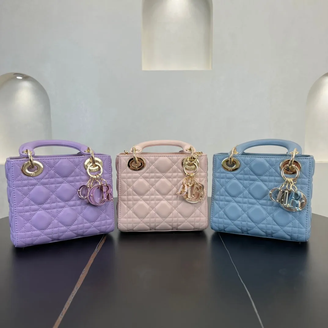 17cm Purple Princess Sheepskin 3-Grid Cross Shoulder Handbag Bag 282244