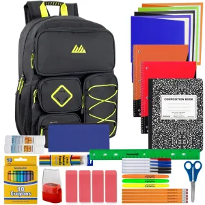 18" Multi Pocket Backpack with 45-Piece School Supply Kit