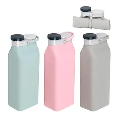 19.4*7.2*5.3cm grey 600ml silicone foldable water bottle, large capacity portable travel cup, leak-proof sports bottle AZ15955