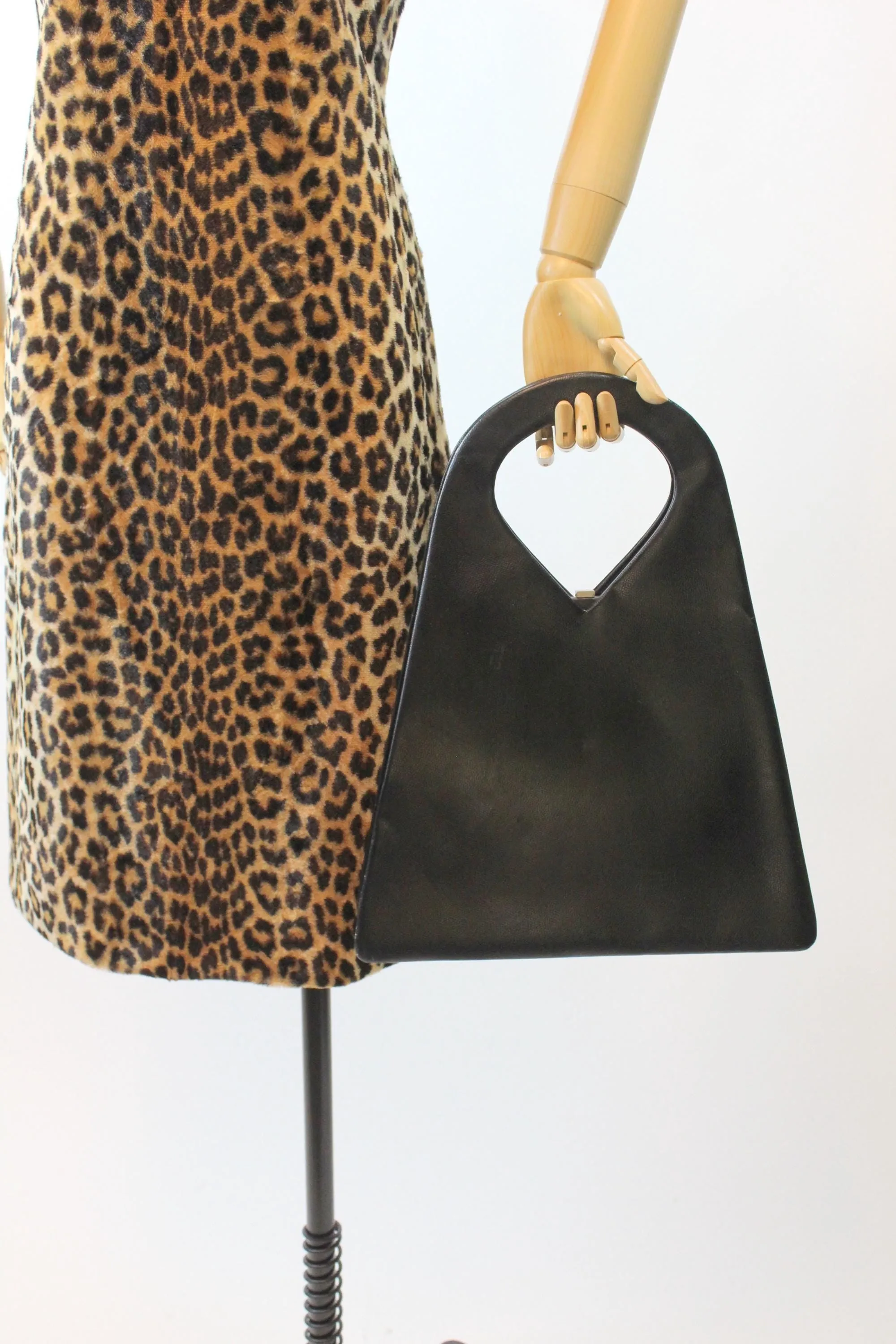 1960s STRUCTURED trapezoid leopard handbag PURSE | new fall winter