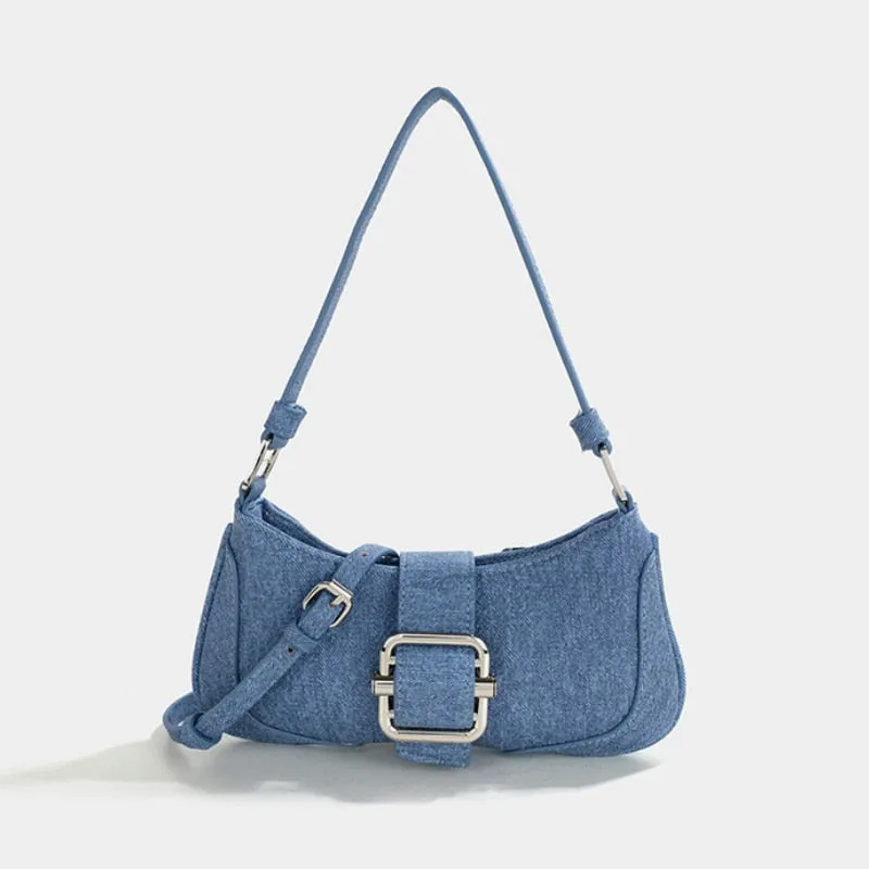 2000s Denim Retro Stitching Shoulder Underarm Bag