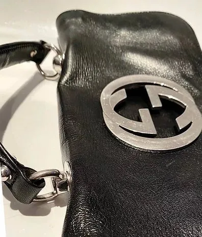 2000s GUCCI BLACK LEATHER BLONDIE FLAP BAG