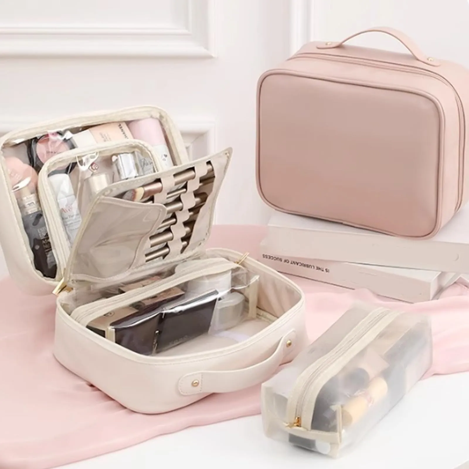 2024 New Consulbefor Bag - Toiletry Cosmetics Bag Consulbefor, Multi-Compartment Toiletry Cosmetics Bag - Consulbefor, Pu Leather Portable Storage Bag, PU Leather Large Capacity & Portable (D)