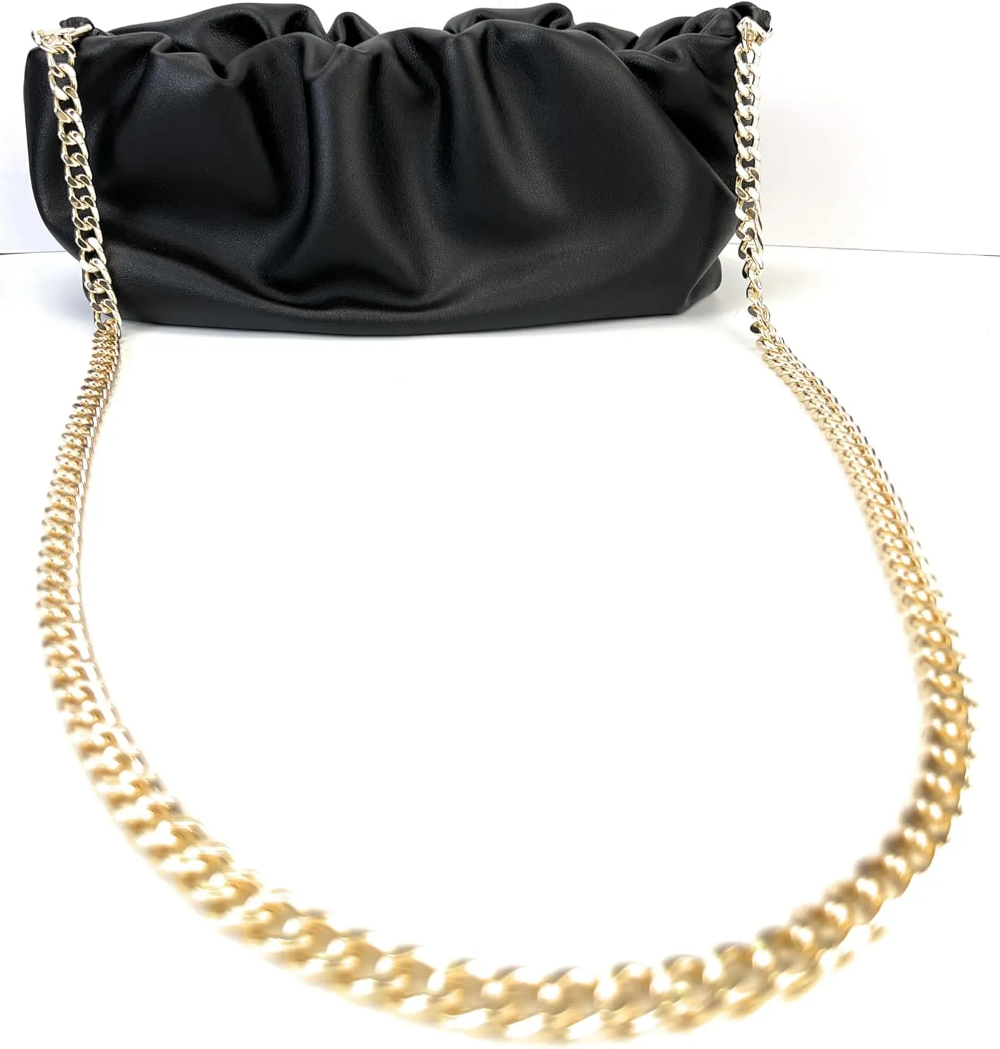 24 Inch Metal Matte Black Purse Chain Purse Strap Handheld Underarm Link Chain Replacement for Clutch Wristlet Baguette Bag Handbag Tote Bag