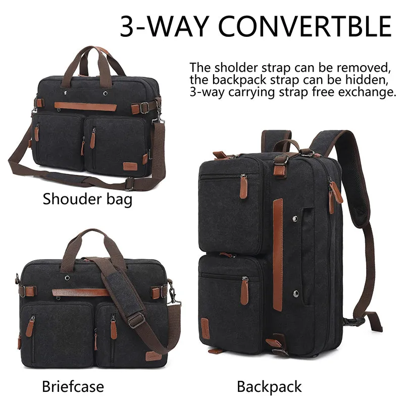 3 in 1 Laptop Backpack Multi-Functional Business Briefcase Crossbody Shoulder Computer Convertible Messenger Bag Travel for Men Women