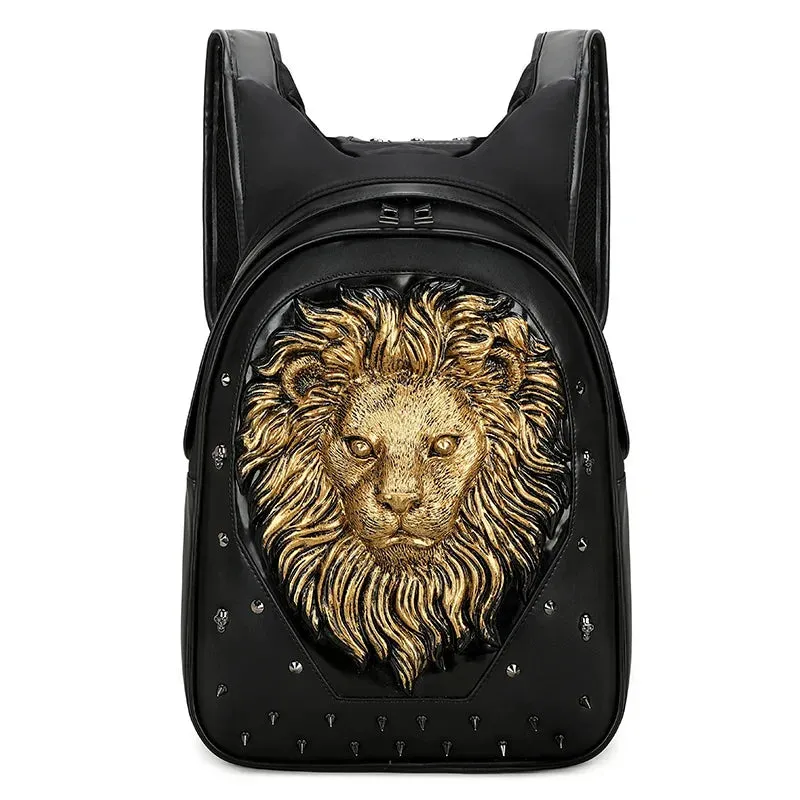 3D Embossed Skull Punk Rock Gothic Leather Rivets Laptop Travel Bag