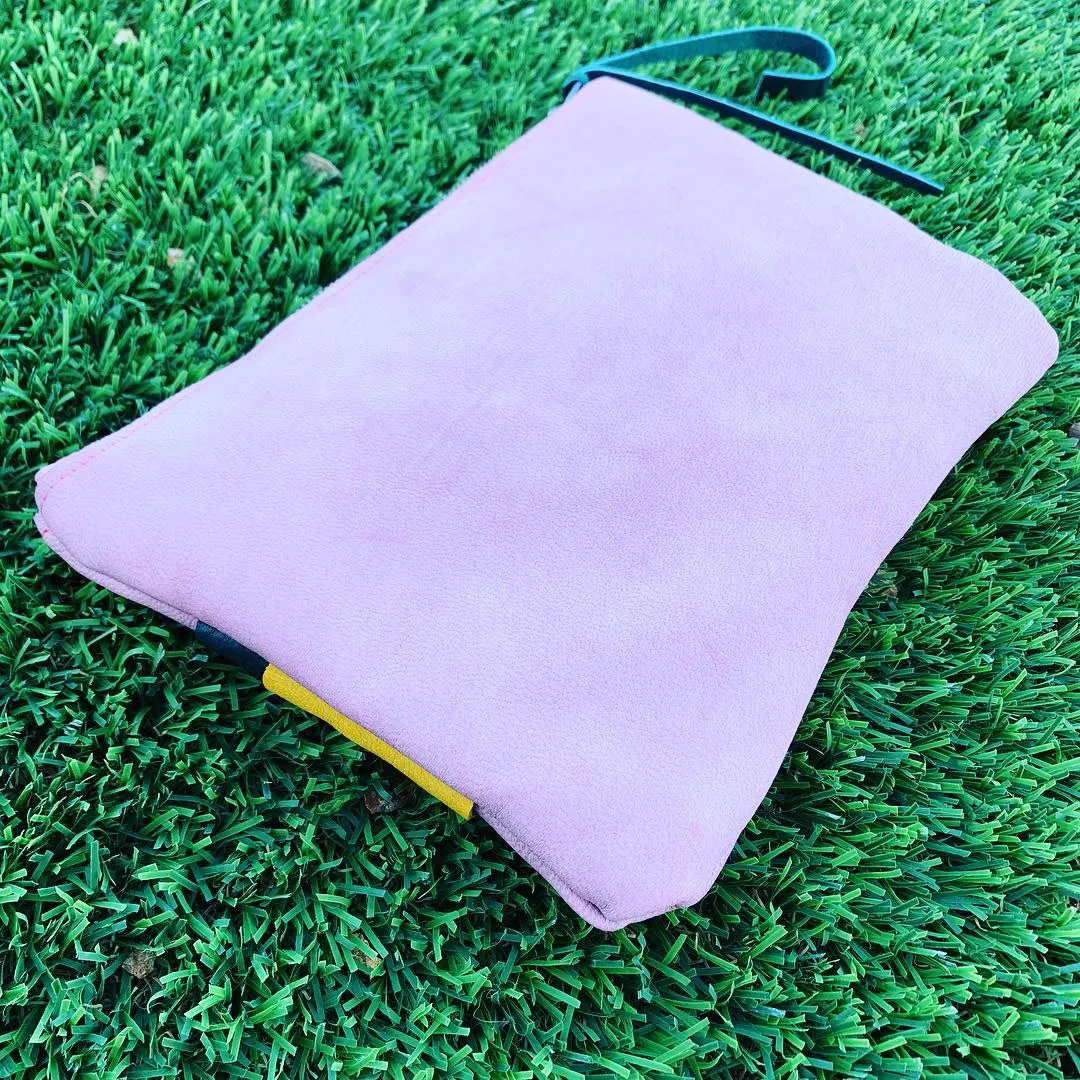 Abstract Leather Zipper Clutch