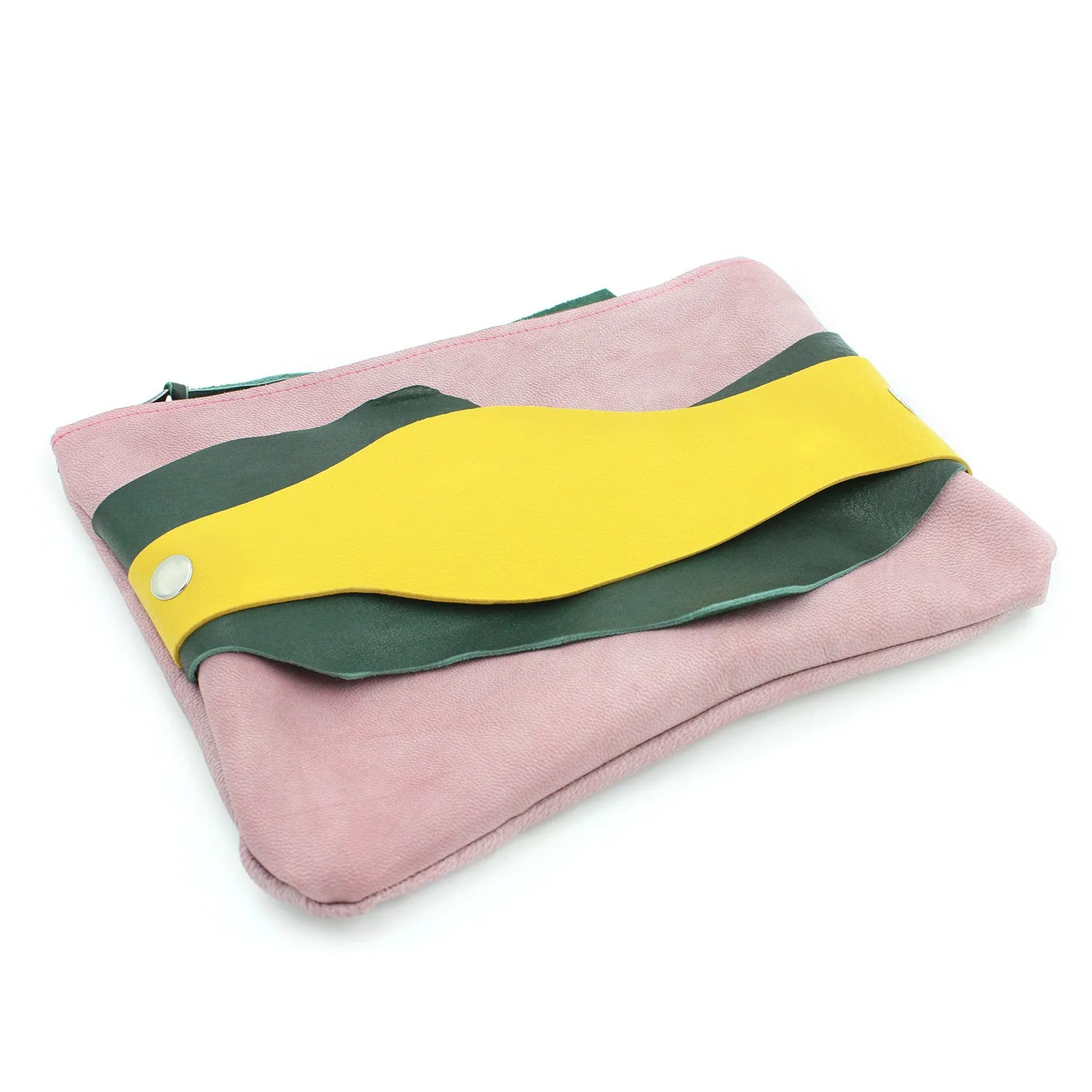 Abstract Leather Zipper Clutch