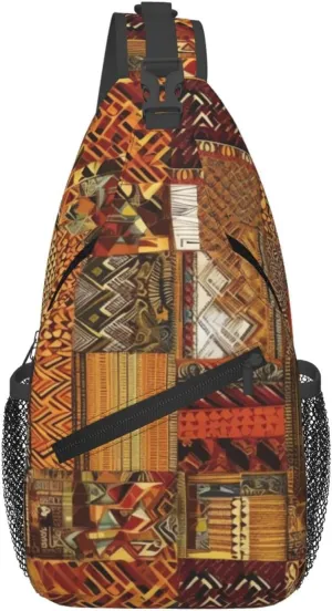African Textile Patchwork Sling Backpack Cross Chest Bag Travel Crossbody Bags for Men Women Fashion Daypack