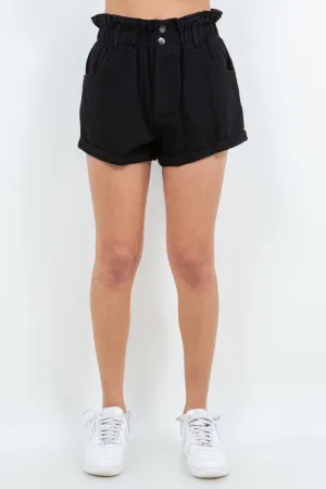 American Bazi High Waist Paper Bag Shorts,