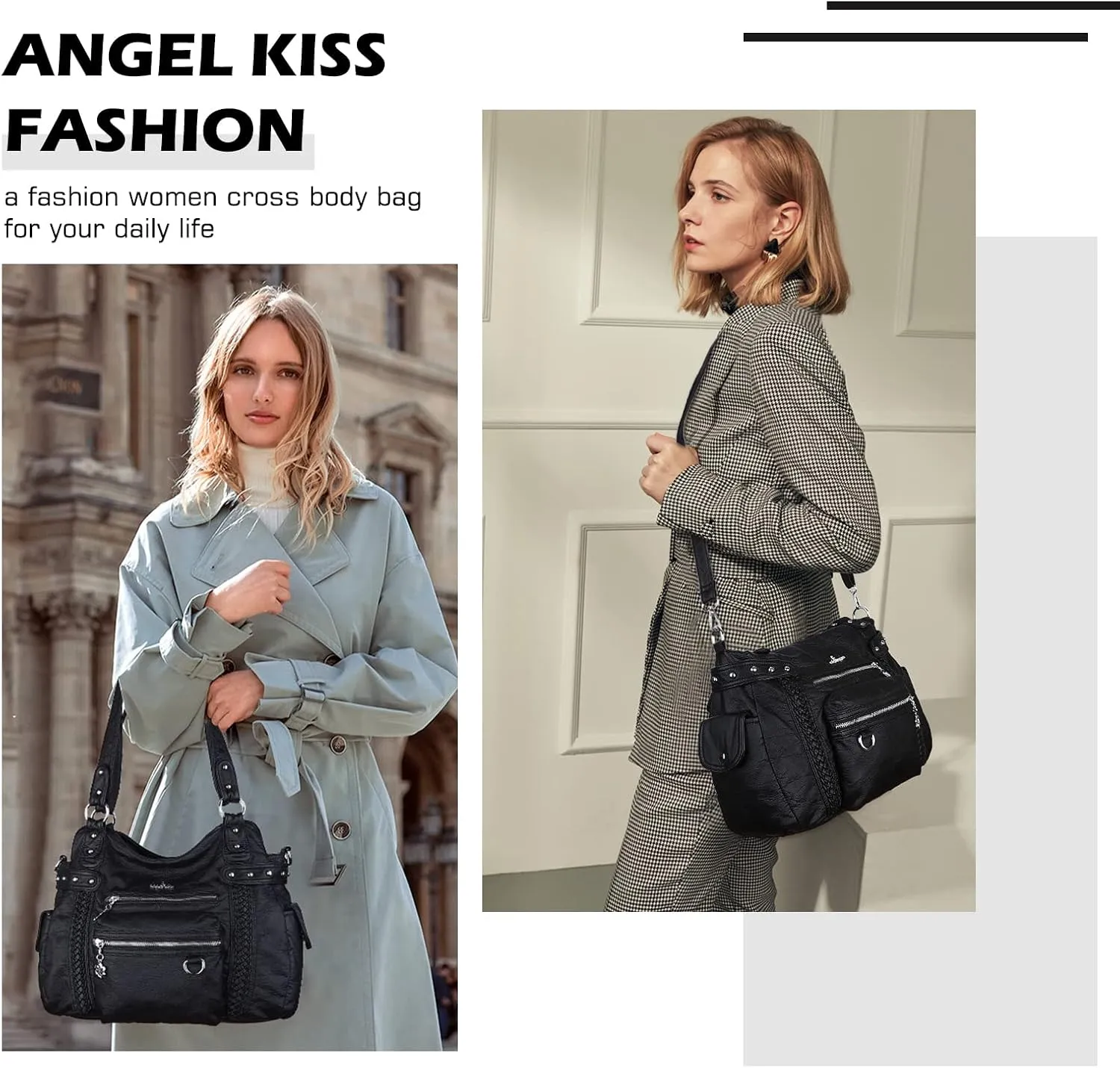 Angel Kiss Hobo Handbags for Women Soft PU Leather Shoulder Handbags Ladies Purses