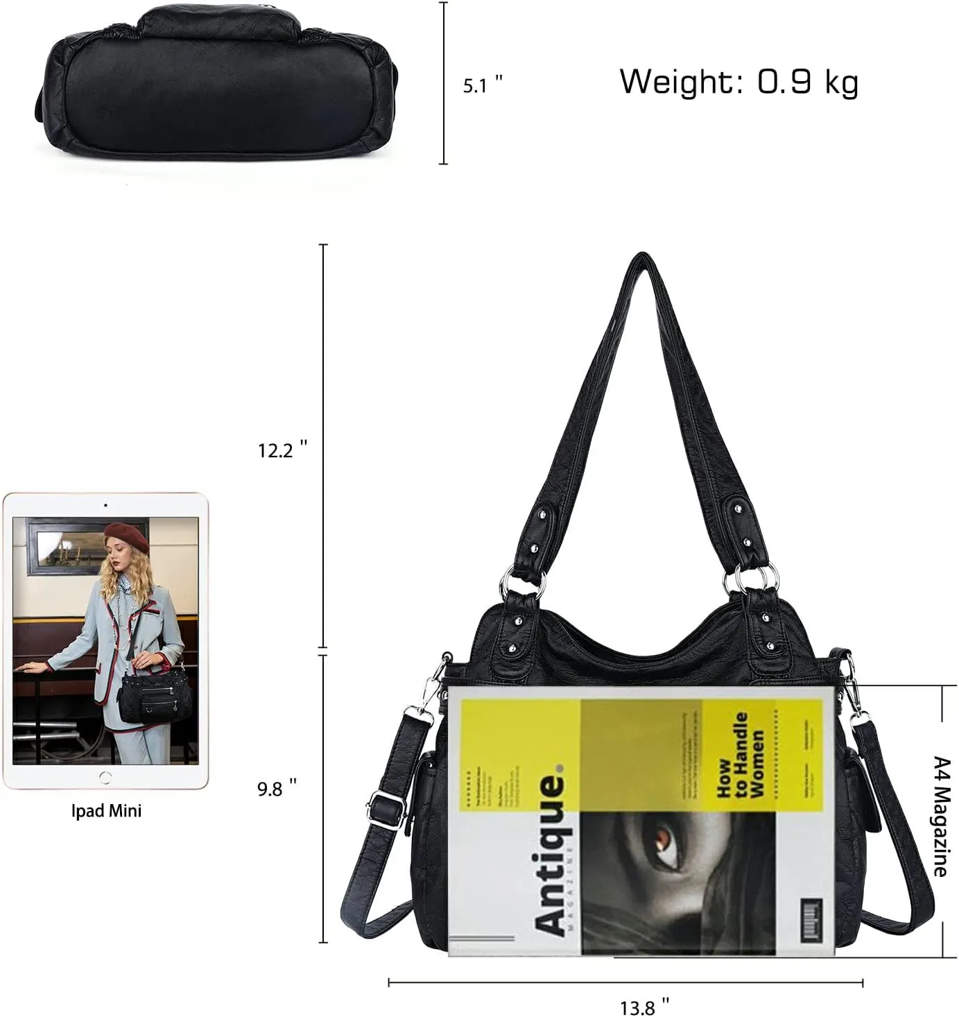 Angel Kiss Hobo Handbags for Women Soft PU Leather Shoulder Handbags Ladies Purses
