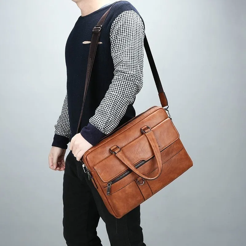 Angelo Ricci™ Exclusive Design Split Leather Briefcase