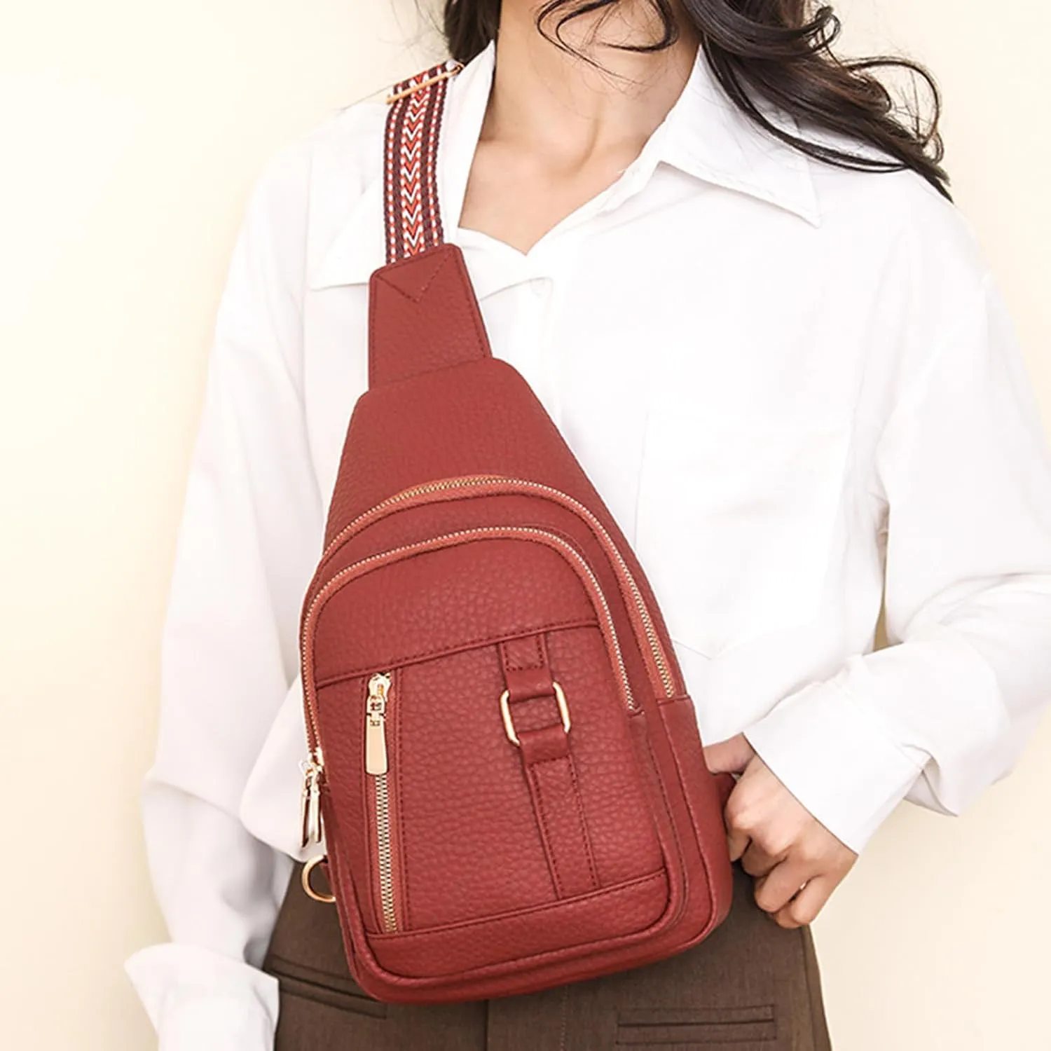Anti Theft Crossbody Bags for Women 2024 New Upgrade Leather Fanny Packs for Women,trendy Backpack Chest Bag with Adjustable Strap,cross Body Bag for Hiking Travel Outdoor Sports