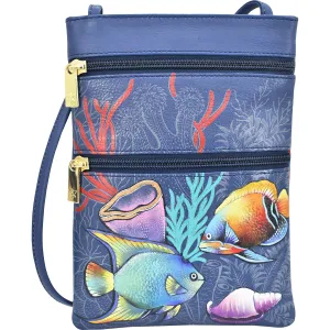Anuschka Mini Double Zip Travel Crossbody Mystical Reef Leather