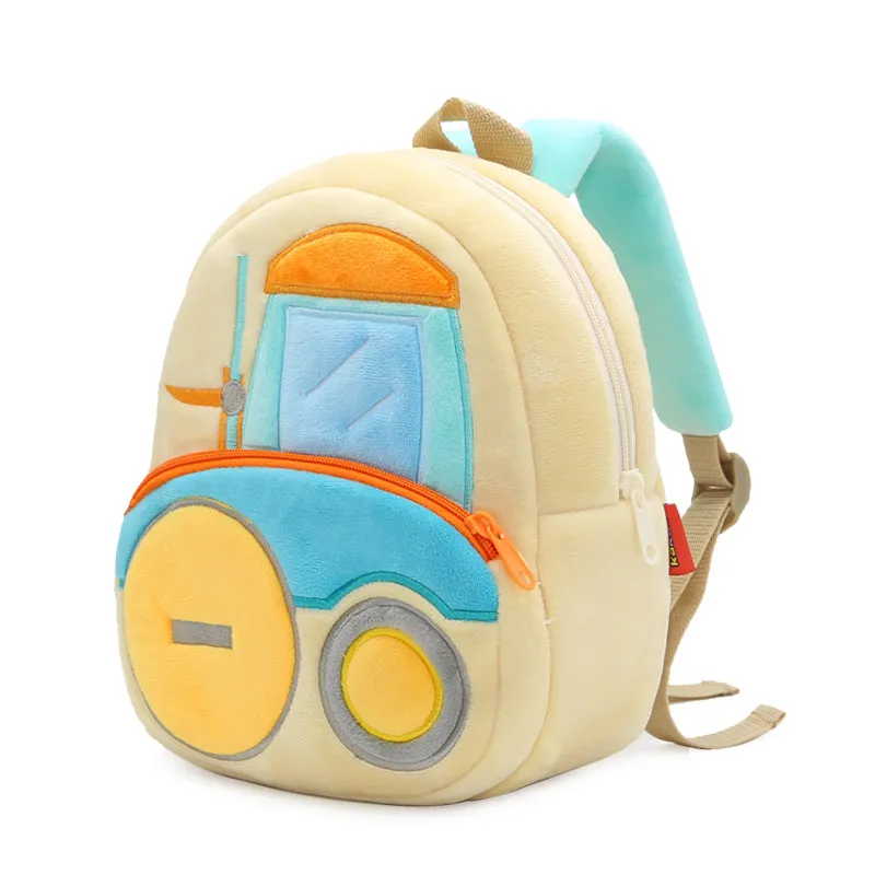 Anykidz 3D Apricot Forklift School Backpack Cute Vehicle With Cartoon Designs Children Toddler Plush Bag For Baby Girls and Boys