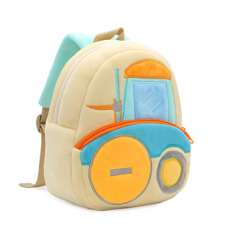 Anykidz 3D Apricot Forklift School Backpack Cute Vehicle With Cartoon Designs Children Toddler Plush Bag For Baby Girls and Boys