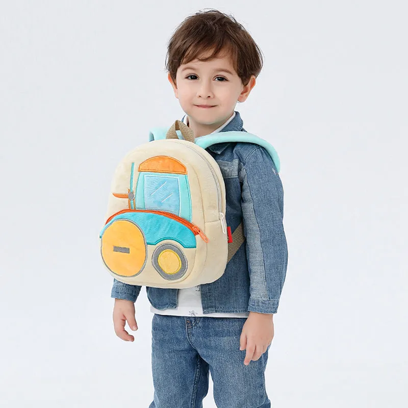 Anykidz 3D Apricot Forklift School Backpack Cute Vehicle With Cartoon Designs Children Toddler Plush Bag For Baby Girls and Boys