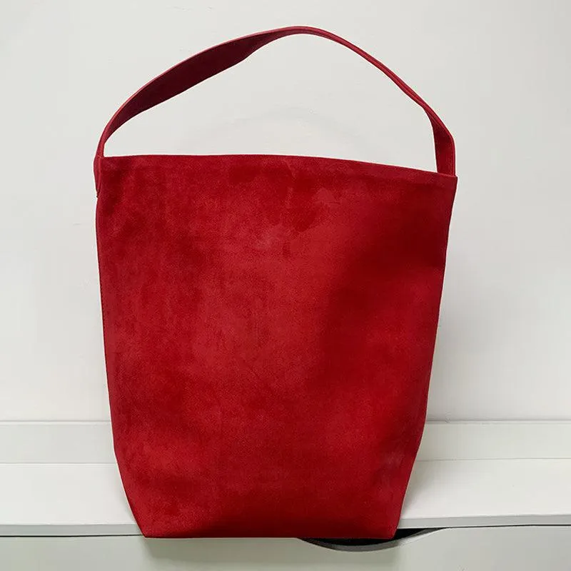 Autumn & Winter New Suede Leather Shoulder Bucket Bag | Minimalist Daily Commuter Bucket Bag for Women