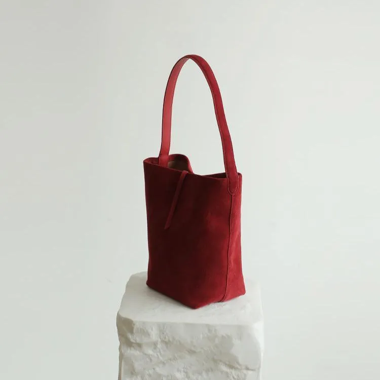 Autumn & Winter New Suede Leather Shoulder Bucket Bag | Minimalist Daily Commuter Bucket Bag for Women