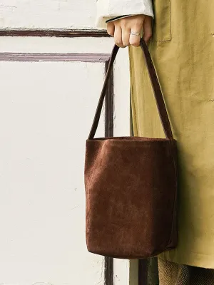 Autumn & Winter New Suede Leather Shoulder Bucket Bag | Minimalist Daily Commuter Bucket Bag for Women