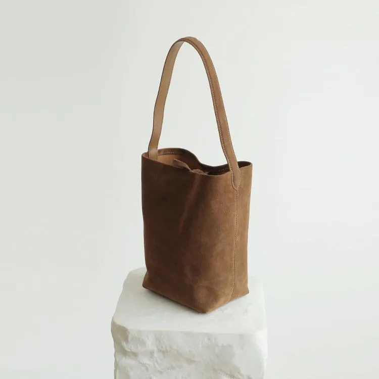 Autumn & Winter New Suede Leather Shoulder Bucket Bag | Minimalist Daily Commuter Bucket Bag for Women