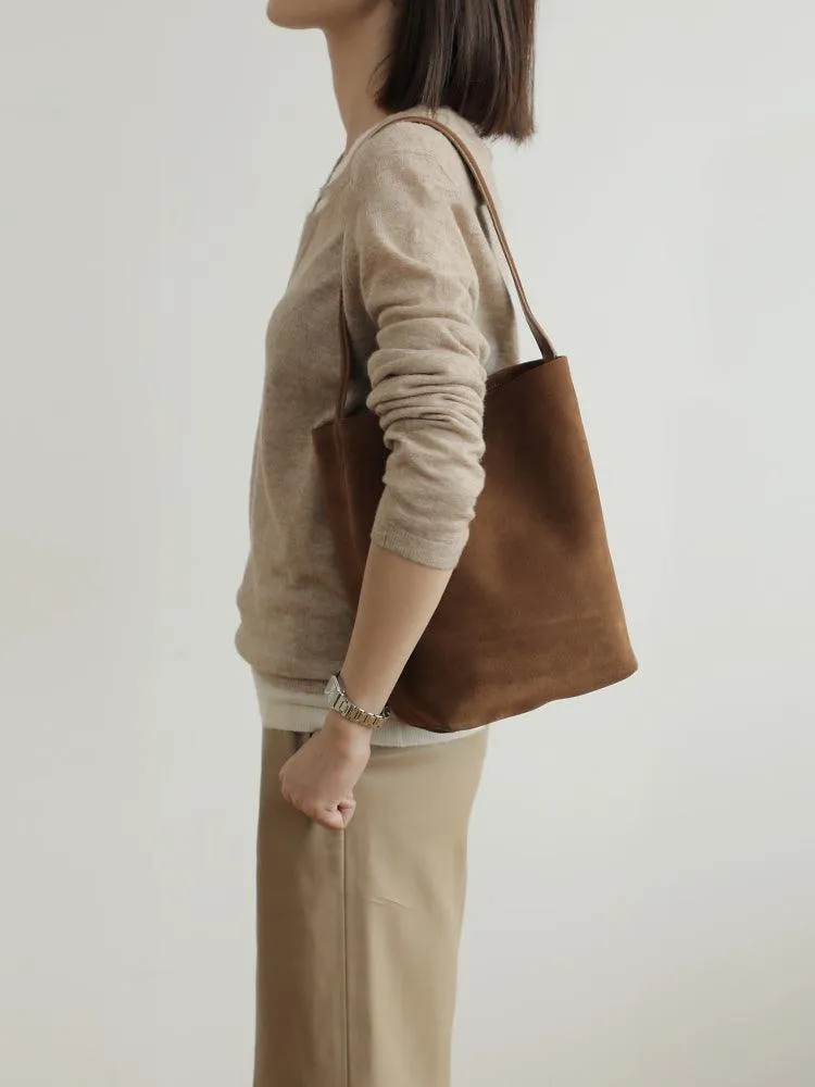 Autumn & Winter New Suede Leather Shoulder Bucket Bag | Minimalist Daily Commuter Bucket Bag for Women