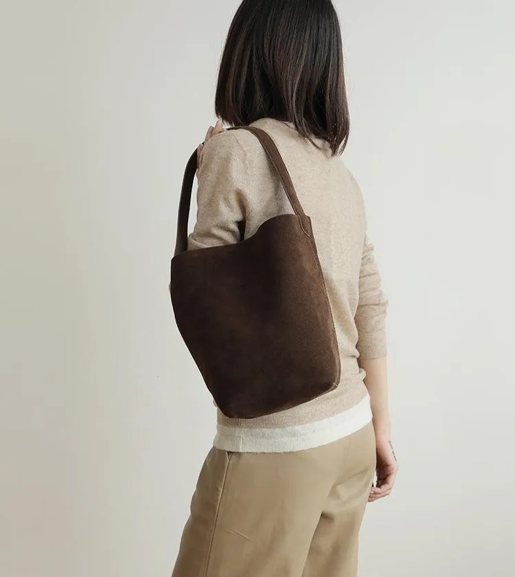 Autumn & Winter New Suede Leather Shoulder Bucket Bag | Minimalist Daily Commuter Bucket Bag for Women
