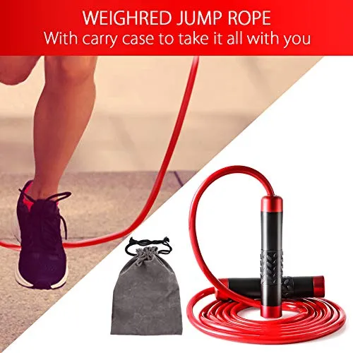 AUTUWT Weighted Skipping Rope 1LB,Heavy Jump Rope 3 Meter Adjustable Length Bearing Tangle-Free Skipping Ropes For Adult Fitness,CrossFit, Boxing, MMA, Fitness Workout, Cardio Exercise