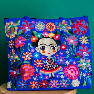 Baby Frida Kahlo Embroidered Tote Bag