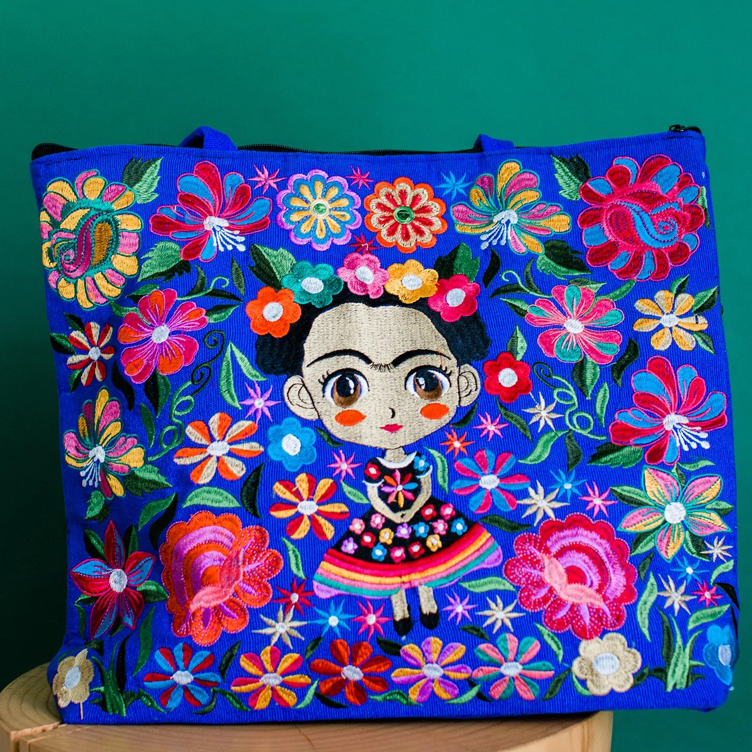 Baby Frida Kahlo Embroidered Tote Bag
