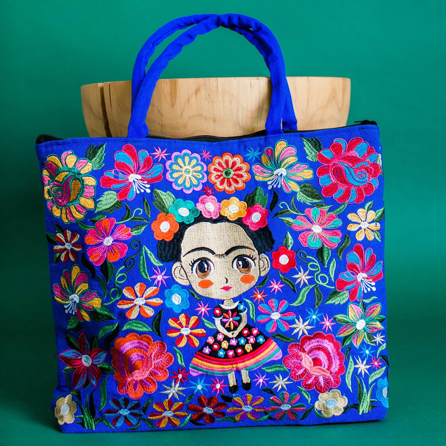 Baby Frida Kahlo Embroidered Tote Bag