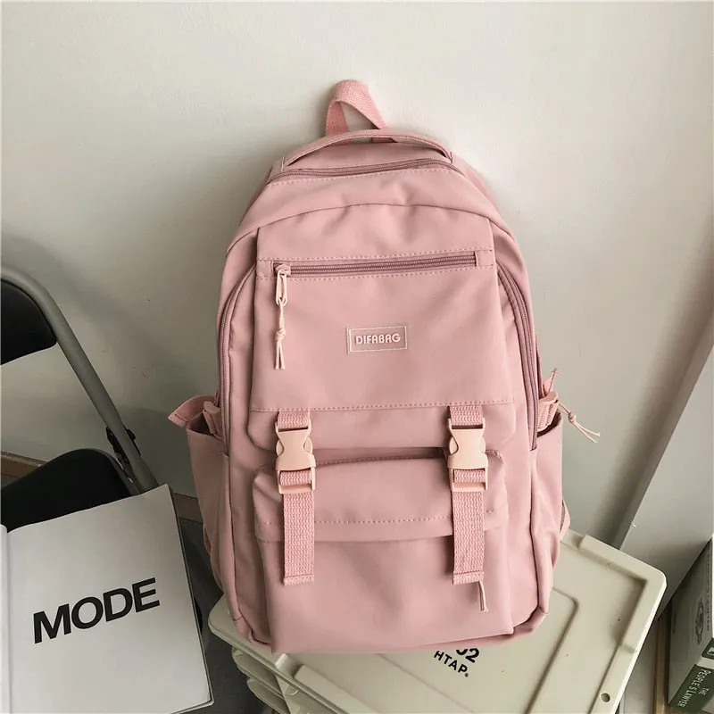 Back to College DCIMOR New Large Capacity Multiple Pockets Waterproof Nylon Backpack Men and Women Insert Buckle Travel Bag Unisex Schoolbag