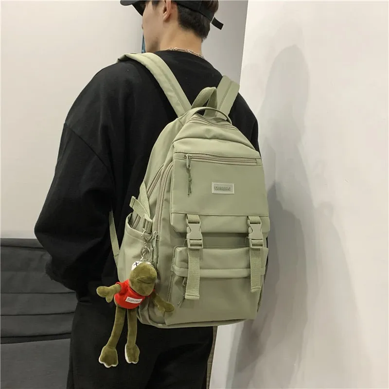 Back to College DCIMOR New Large Capacity Multiple Pockets Waterproof Nylon Backpack Men and Women Insert Buckle Travel Bag Unisex Schoolbag