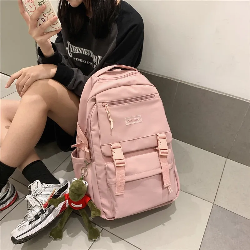 Back to College DCIMOR New Large Capacity Multiple Pockets Waterproof Nylon Backpack Men and Women Insert Buckle Travel Bag Unisex Schoolbag