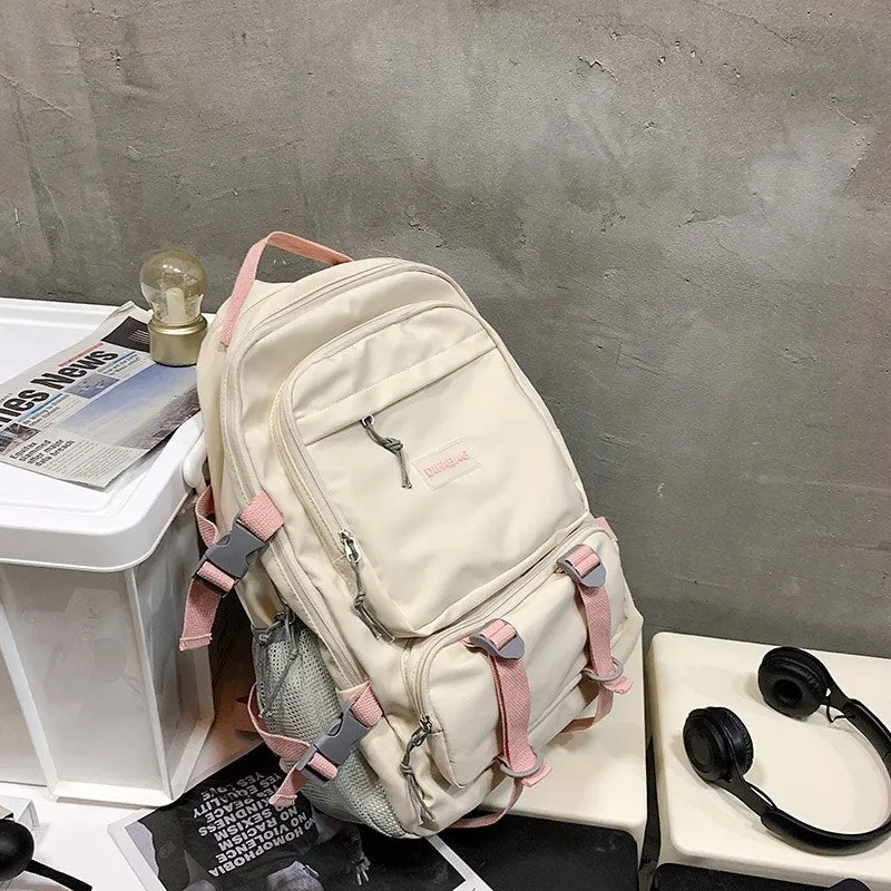 Back to College DCIMOR New Waterproof Nylon Cool Backpack Unisex Large Capacity Travel Bag Multi-pocket Buckle Laptop Backpack Couples Schoolbag