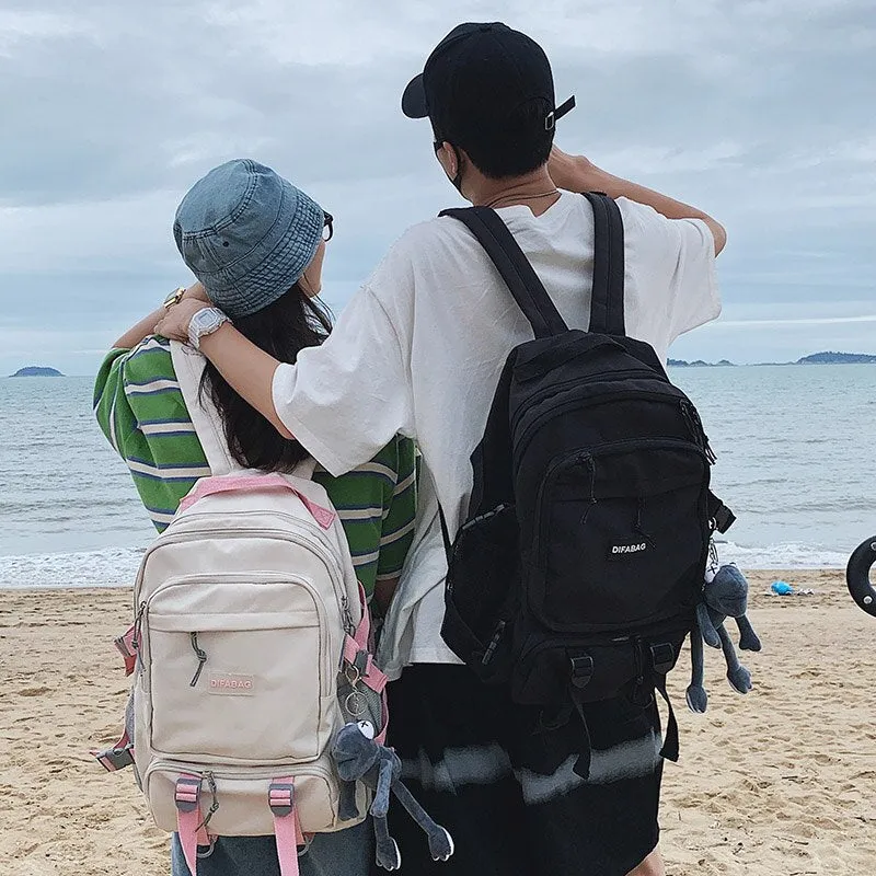 Back to College DCIMOR New Waterproof Nylon Cool Backpack Unisex Large Capacity Travel Bag Multi-pocket Buckle Laptop Backpack Couples Schoolbag