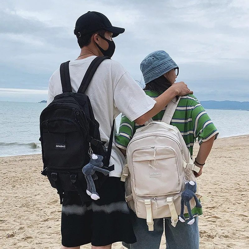 Back to College DCIMOR New Waterproof Nylon Cool Backpack Unisex Large Capacity Travel Bag Multi-pocket Buckle Laptop Backpack Couples Schoolbag