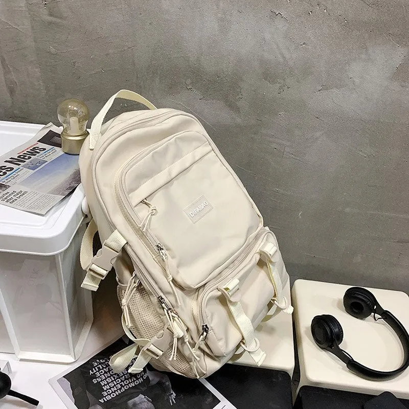 Back to College DCIMOR New Waterproof Nylon Cool Backpack Unisex Large Capacity Travel Bag Multi-pocket Buckle Laptop Backpack Couples Schoolbag