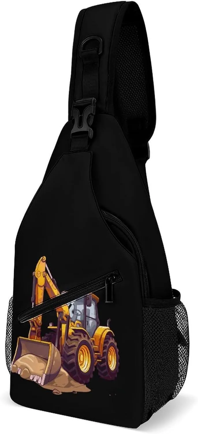Backhoe Tractor Sling Bag for Men Women Durable Crossbody Backpack Chest Bag Daypack for Travel Hiking
