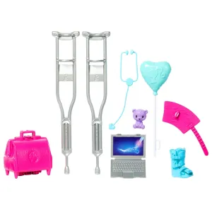 Barbie World Toy Doctor Set With Doll 10 Accessories Including Medical Bag, Crutches, Cast, & More