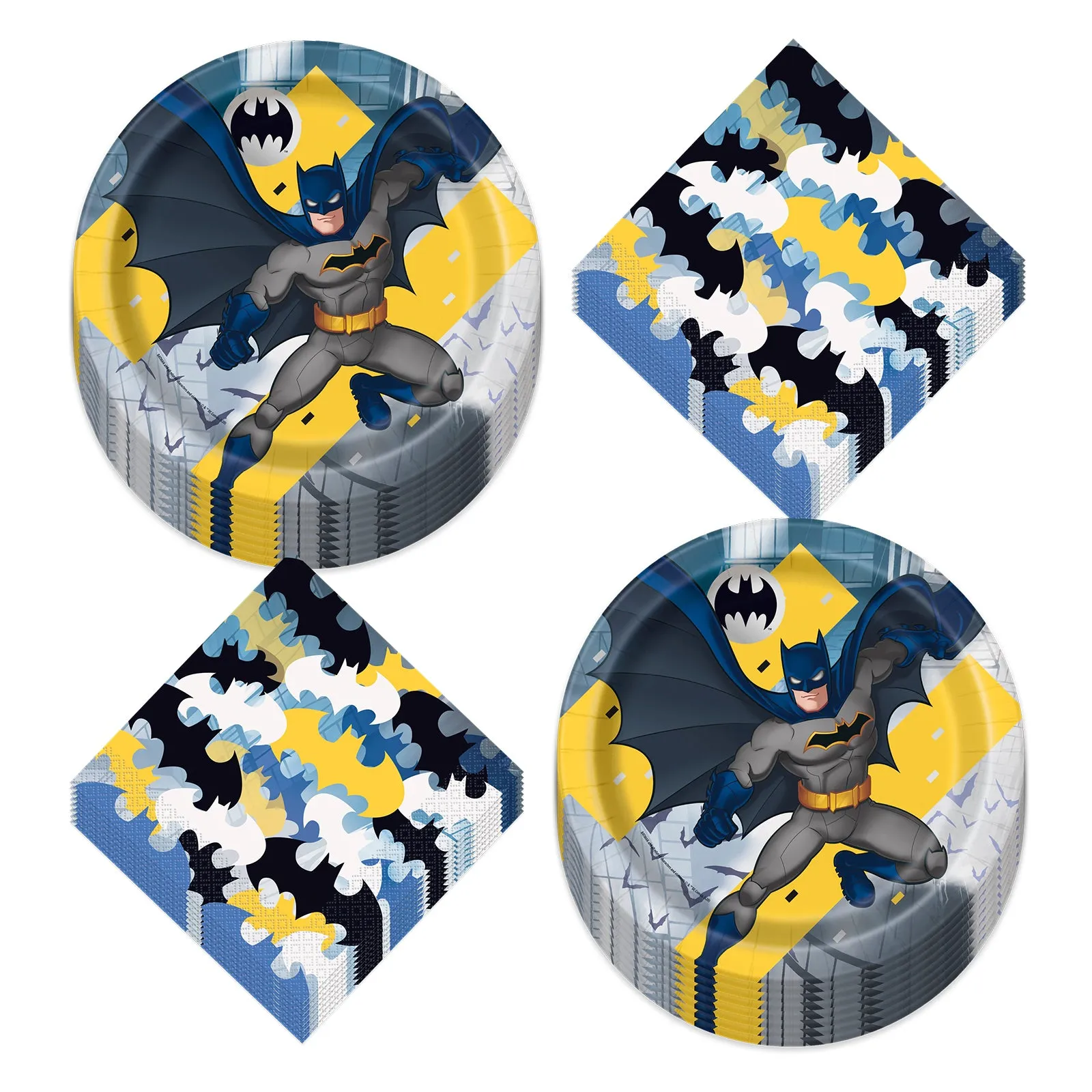 Batman Party Supplies - Batman Superhero Paper Dinner Plates and Lunch Napkins (Serves 16)